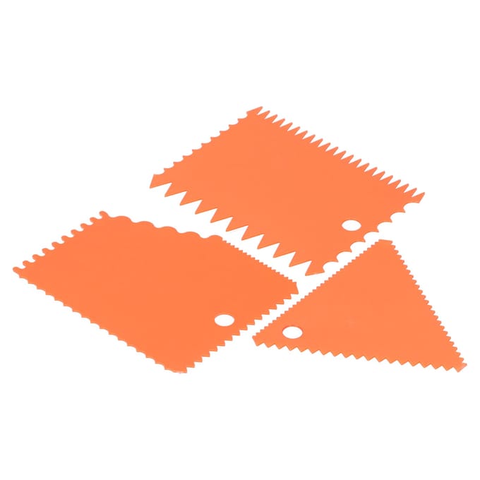 3 pièces/ensemble Racloir à crème à gâteau Coupe-pâte Racloir Bord denté irrégulier Lisseur DIY Orange orange