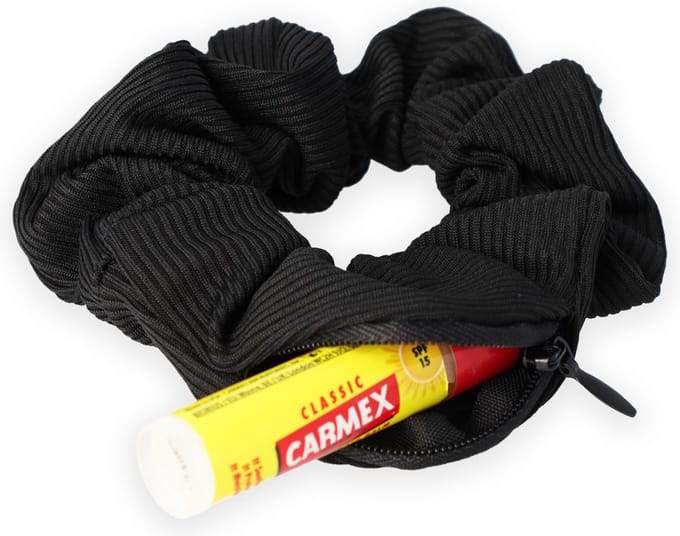 Lajetti - Scrunchie Zwart met Rits - Zakje - Verstop Scrunchie - Haarelastiek Haaraccessoire