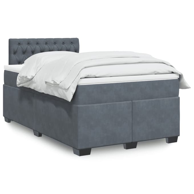 vidaXL - Boxspring - met - matras - fluweel - donkergrijs - 120x200 - cm