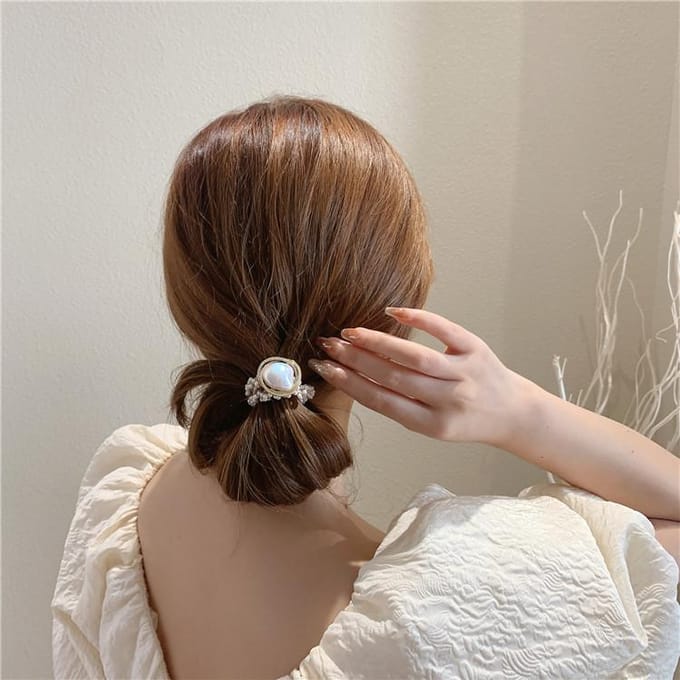 Mode Dame Simulatie Parel Haarbanden Vrouwen Haar Chouchou Haaraccessoires Elsatic Rubberen Band Haarband Paardenstaarthouders brown