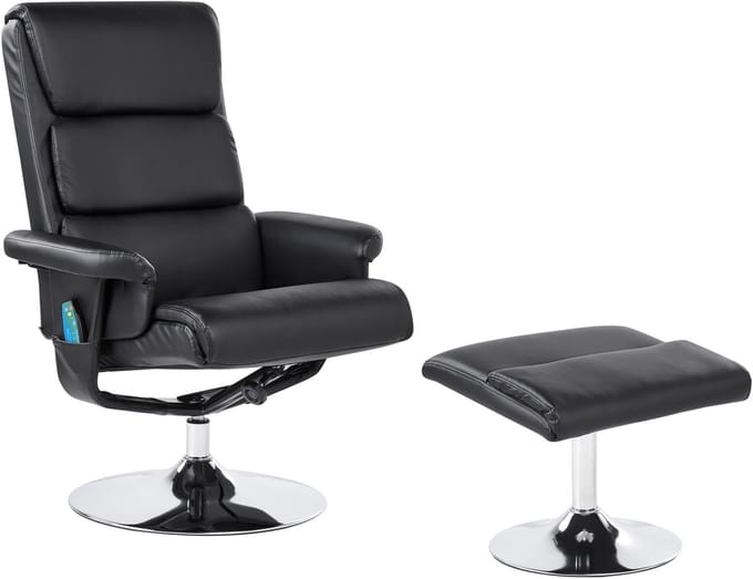 LEGEND - Relaxfauteuil met voetenbank - Zwart - Kunstleer