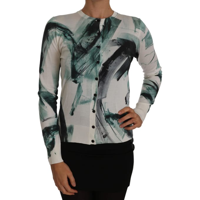 Dolce & Gabbana Dames-Trui, Wit Zijde Vest, Lichtgewicht Paint Stroke