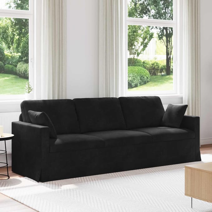 vidaXL - Bank - Zwart - 228 - x - 78 - x - 80 - cm - Fluweel