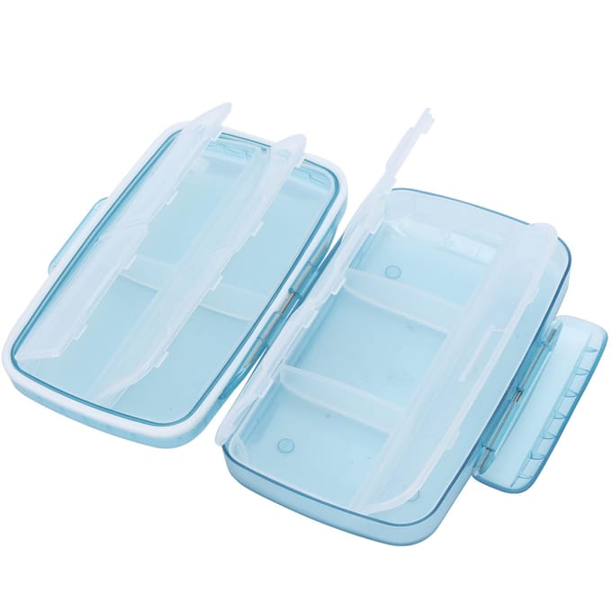 Draagbare Pillen Organizer Doos Container Grote Capaciteit Reizen Vochtbestendig Medicijn Doos Blauw blauw