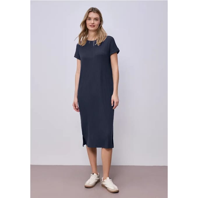Midi-jurk van geribbelde jersey