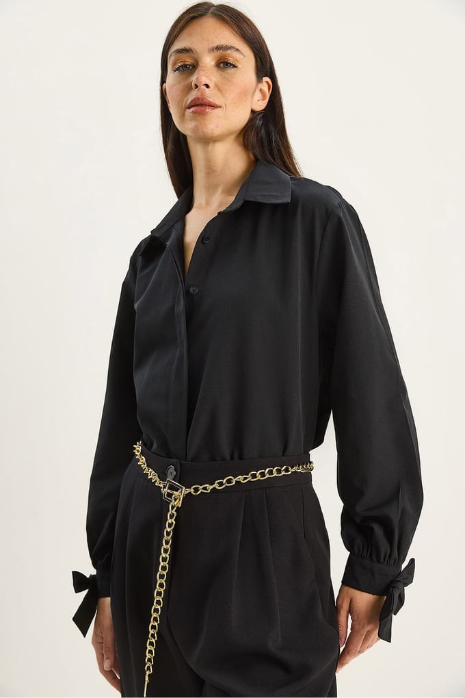 Knopsluiting Relaxed Fit Katoen-Polyester Shirt