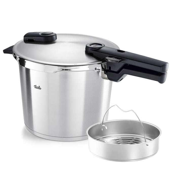 Fissler Vitaquick Premium Snelkookpan met Stoominzet en driepoot 6L