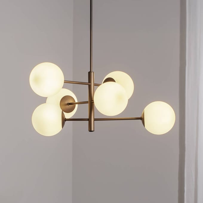 Domiluce Aurora hanglamp, bruin, Ø 60 cm, 6-lamps, glas, E14