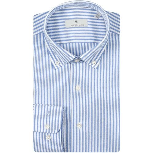 Thomas Maine Overhemd Torino Button Down Seersucker Stripe Navy / male