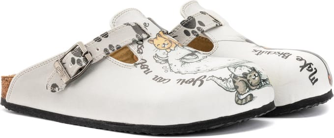 GOBY Clogs met Kattenprint – Handgemaakt – Hoge Kwaliteit – Maat 38