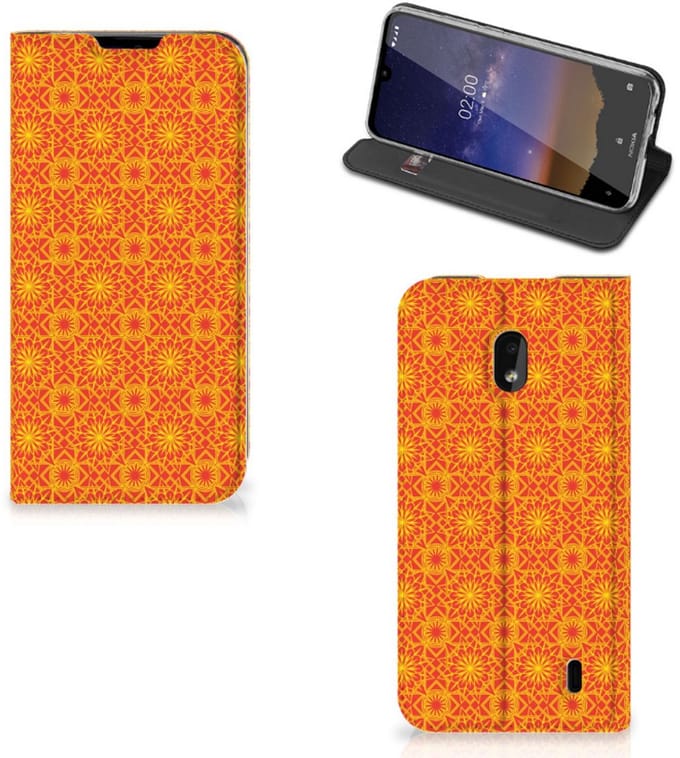 Nokia 2.2 Hoesje met Magneet Batik Oranje