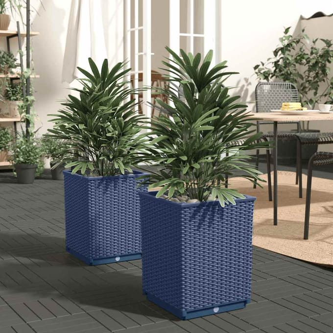 vidaXL - Plantenbakken - 2 - st - 30x30x37 - cm - polypropeen - blauwgrijs