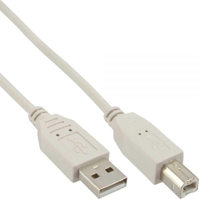 USB-A - USB-B kabel | USB2.0 | 2,5W | beige | 1 meter