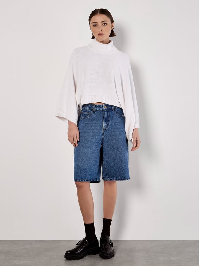 Mock Neck Cape Jumper
