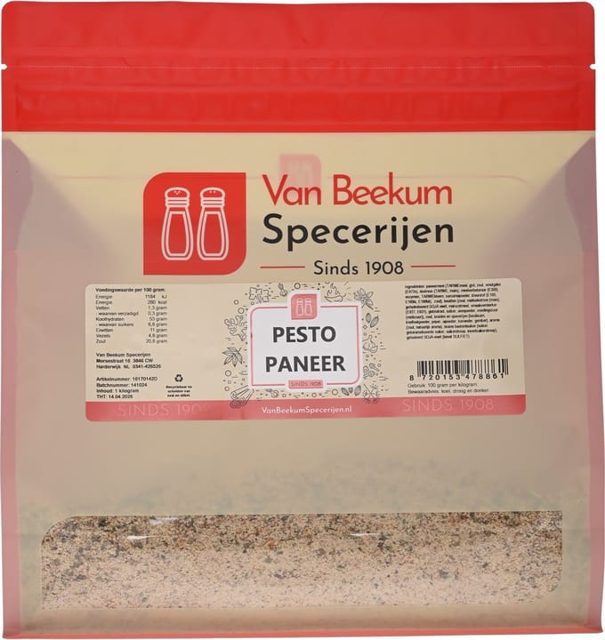 Van Beekum Specerijen - Pesto Paneer - 1 KG (hersluitbare stazak)