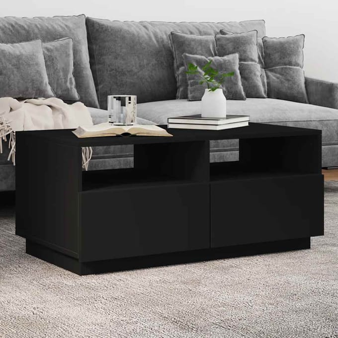 vidaXL - Salontafel - met - LED-verlichting - 90x49x40 - cm - zwart