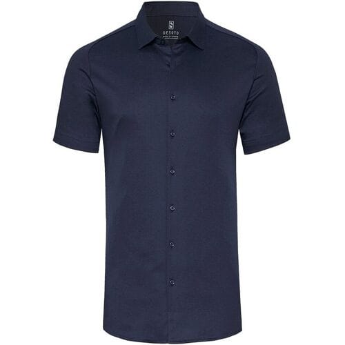Desoto Overhemd Uni Short Sleeve Piqué Kent Collar Navy / male
