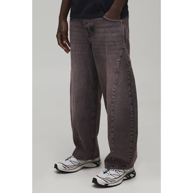 Gewassen Overdye Barrel Leg Jeans | Pink | Size 32R