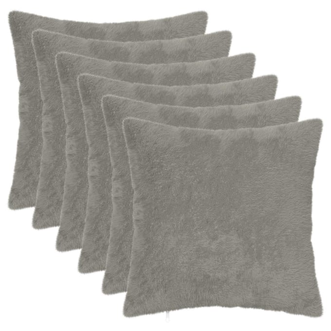 vidaXL - Kussensloop - 6 - st - HEERLEN - Lichtgrijs - 30 - x - 30 - cm - Nep - Konijnenbont
