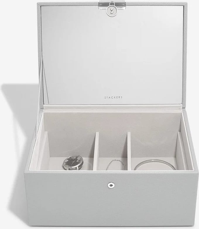 STACKERS GREY - Luxe juwelendoos - juwelenkistje - sieradendoos - spiegel