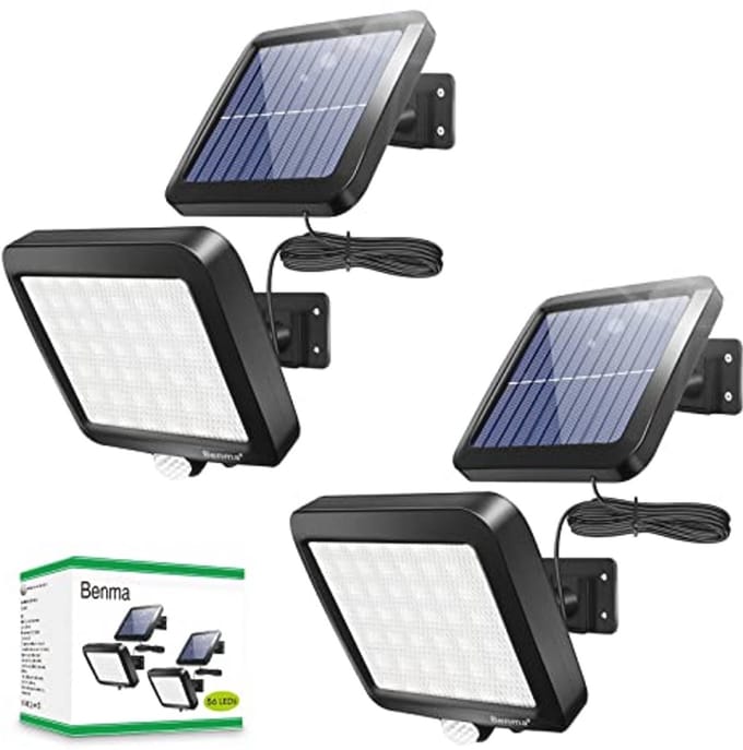 Zonnelampen voor buiten met bewegingssensor - 2 stuks, 56 leds, IP65 waterdicht