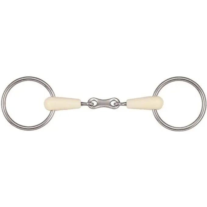 Dubbelgebroken uitneembaar paardenbit + koppeling Soyo Happy mouth