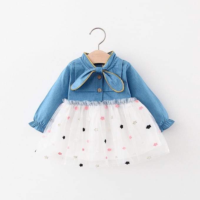 Baby Garden baby jurkje wit denim maat 80