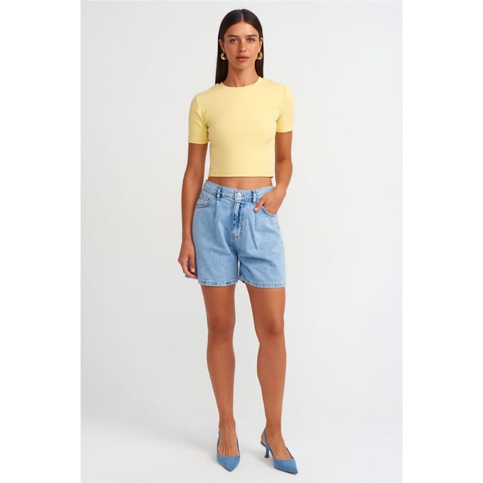 Hoge Taille Wijde Spijkerbroek Shorts