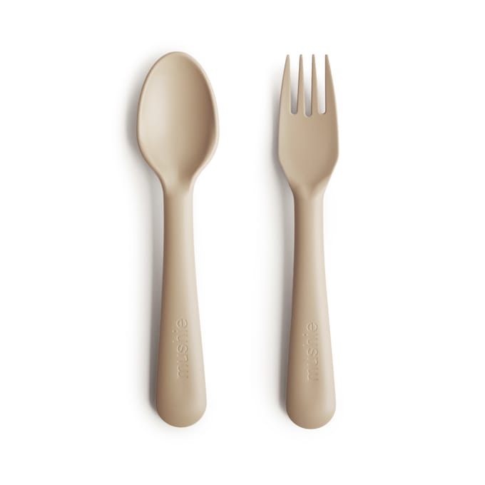 Mushie - Kinderservies Vork & Lepel - Bestek - Vanilla
