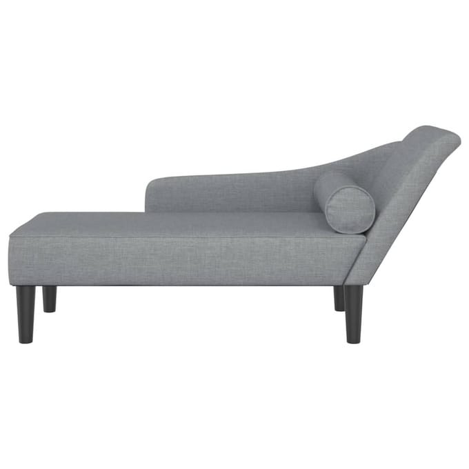 vidaXL - Chaise - longue - met - kussens - stof - lichtgrijs