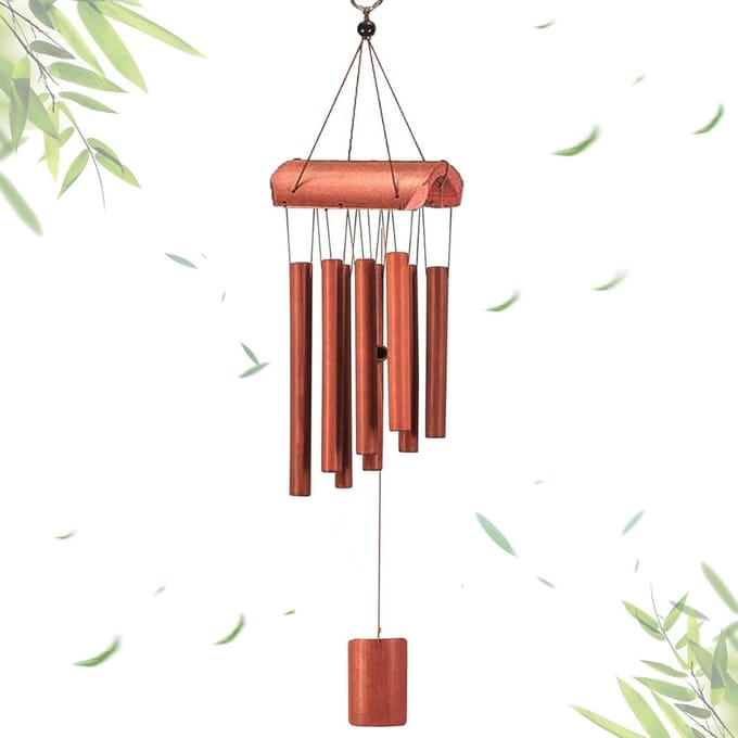 DD Windgong Bamboe - Windvanger - Windorgel - 8 buizen - 10x9x65cm - Bruin