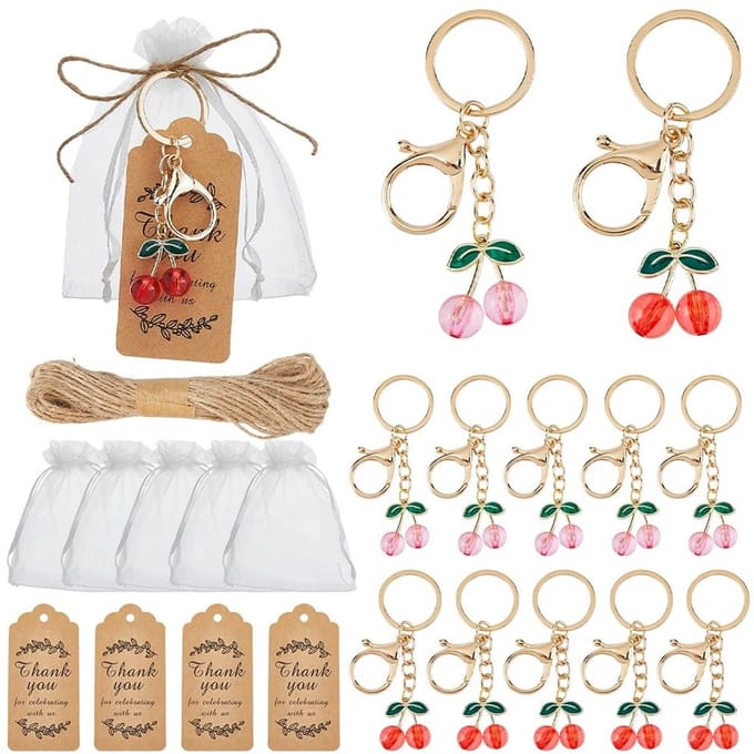 Dailygoods - Set van 30 Kersen Sleutelhangers met Geschenkverpakking