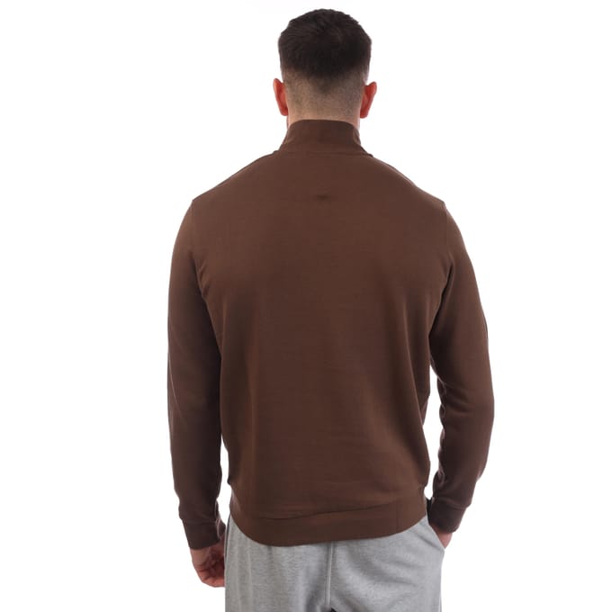 Lyle & Scott Heren Sweatshirt met Kwartrondsluiting (Bruin)