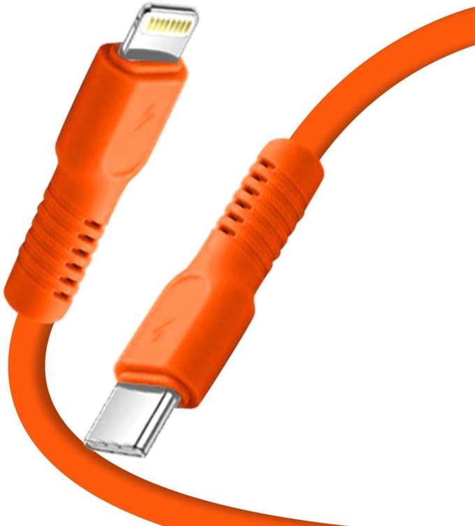 Forever, USB-C naar Lightning Kabel 27W - 2.4A Data & Opladen - 1.8m, Oranje