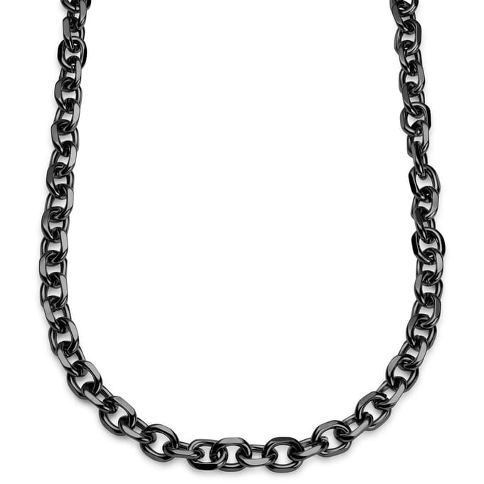 Essentials | 12 mm Gunmetal Zwarte Ketting met Kabelschakels