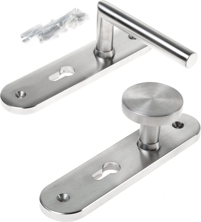 Knop-/krukgarnituur roestvaststaal massief hks-model afgerond PC55