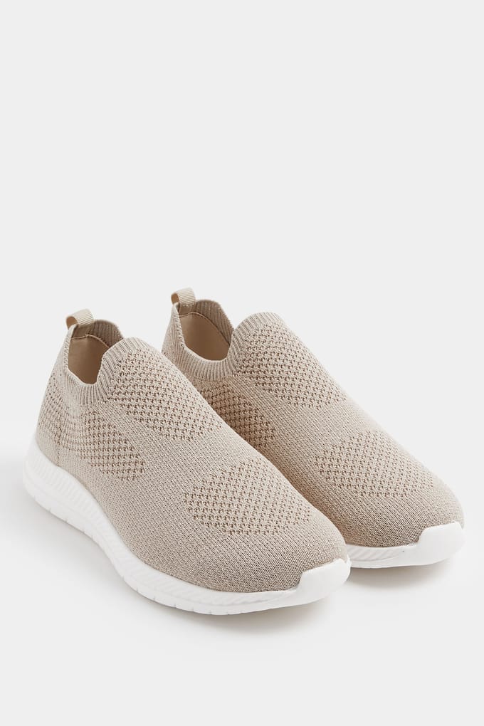 Yours Goudkleurige Gebreide Sneakers Met Brede Epasvormsize 40E