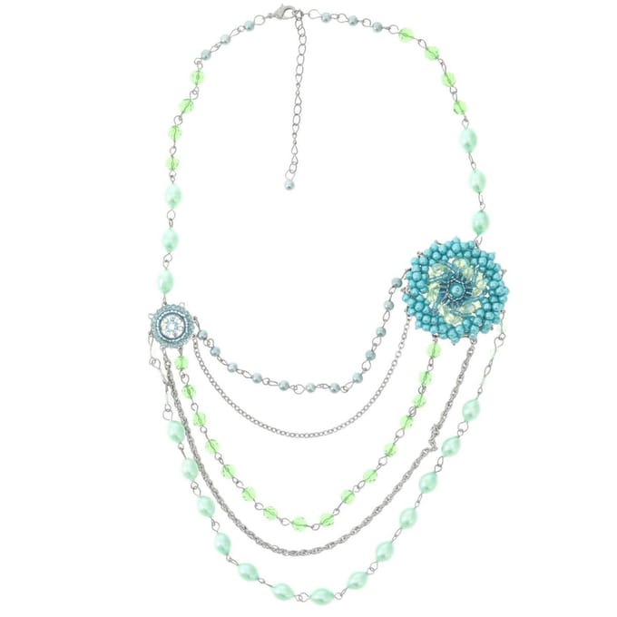 Behave - Statement ketting dames - Groen multi-layer - Boho stijl - 46 cm