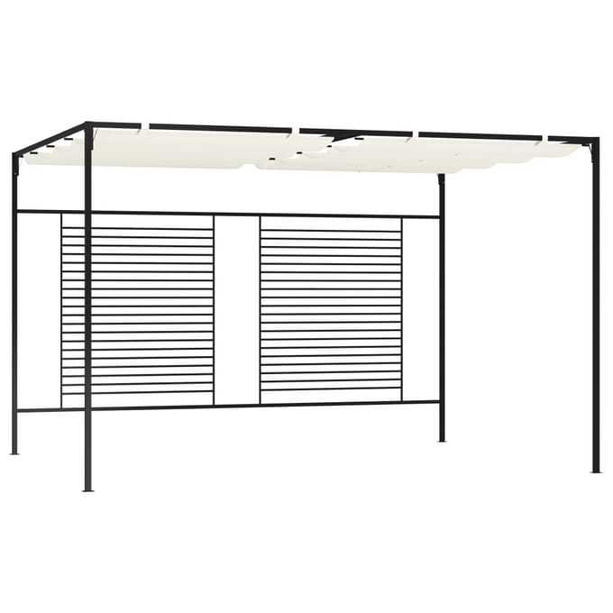 vidaXL - Prieel - met - uittrekbaar - dak - 180 - g/m² - 3x4x2,3 - m - crèmekleurig