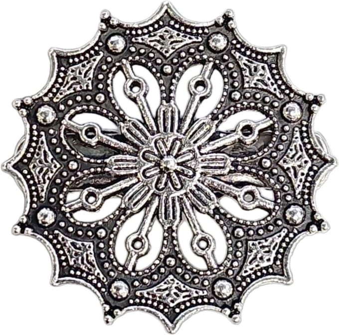 Fako Bijoux® - Vestsluiting Broche Rond - Vestclip - Vestsluiting - Ster - 40mm - Zilverkleurig