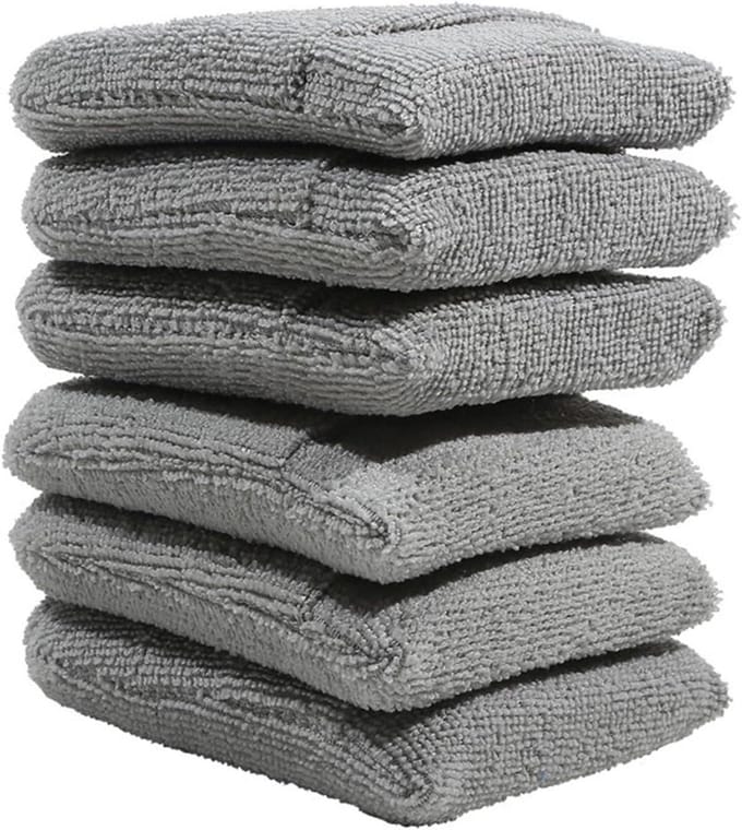 2 Pcs/6 Pcs Zachte Microfiber Auto Wax Applicator Mitts Polijsten Spons Wax Foam Applicator Pad for Auto schoonmaken Auto Detailing (Color : Gray 6 pcs)