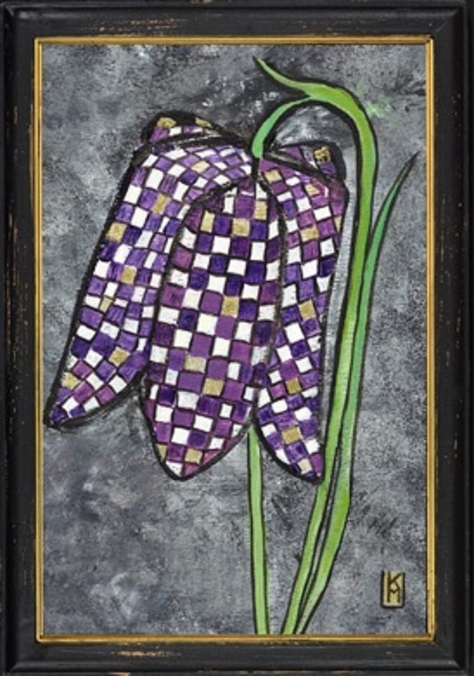 Lijstje hout zwart Kievitsbloem, 34x23,5cm