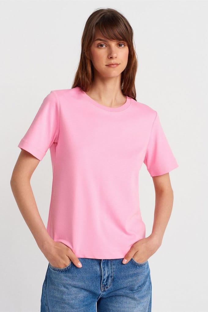 Dames Katoenen Crew Neck T-Shirt