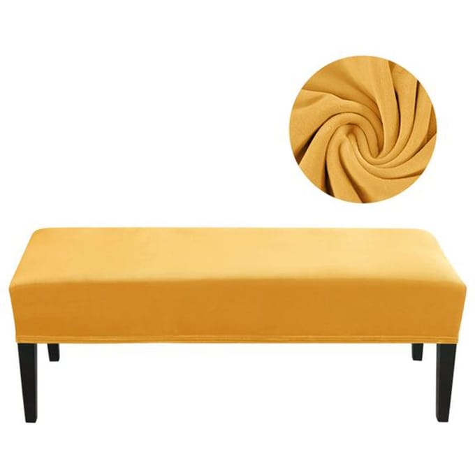 Fluwelen Eetkamerstoelhoes ,Rechthoekig ,Dik ,Antislip ,Afneembaar En Wasbaar 112-150cm beige