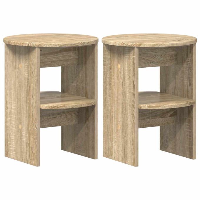 vidaXL - Bijzetkast - 2 - st - Sonoma - Eik - Ø40 - x - 50 - cm - Geconstrueerd - hout