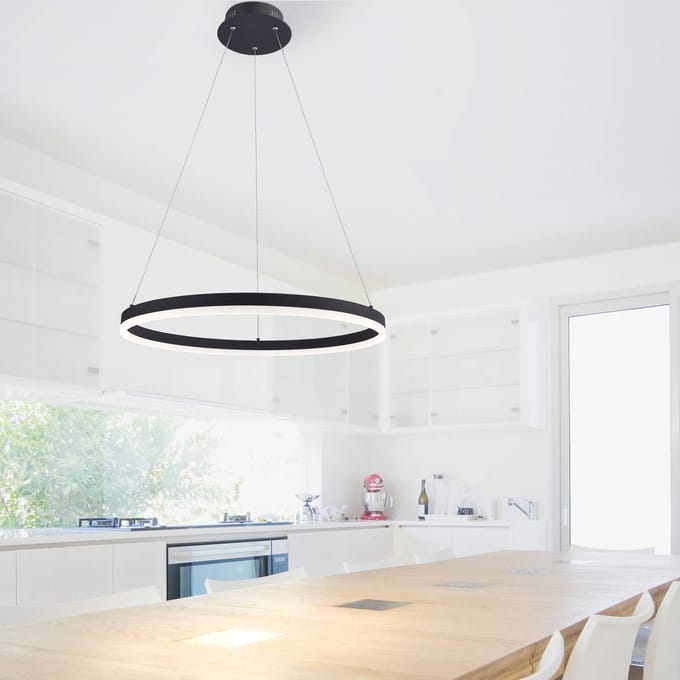 LED-pendelarmatuur TITUS, in hoogte verstelbaar, traploos dimbaar, LED vervangbaar, Ø 600 mm