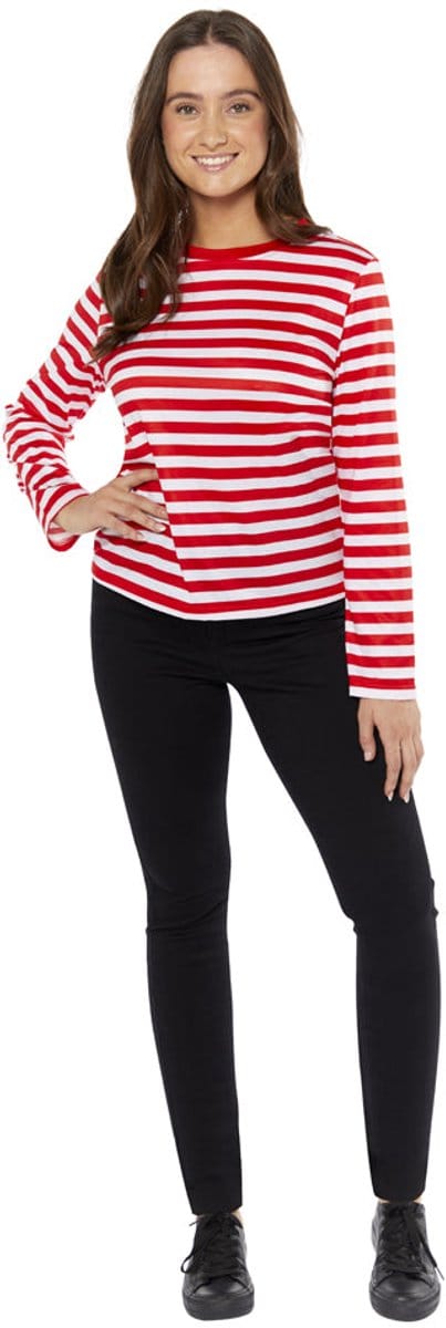 Gestreept shirt voor dames met rode en witte strepen