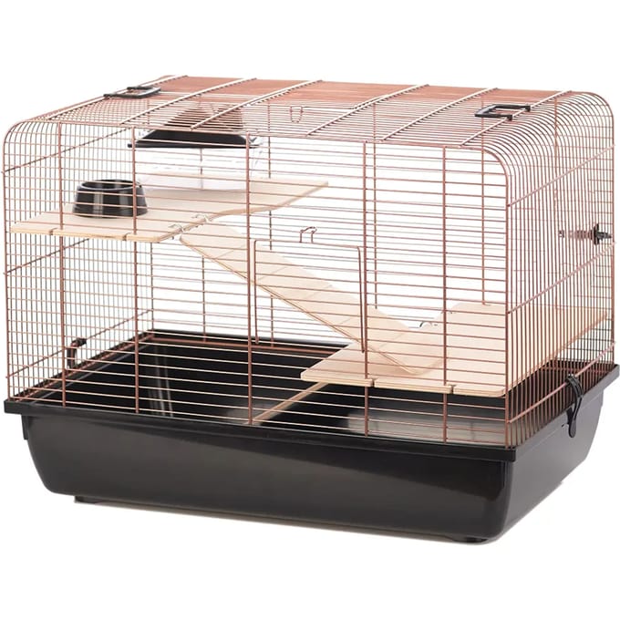 Duvo+ Copper Rex 2 knaagdierkooi zwart/koper met accessoires