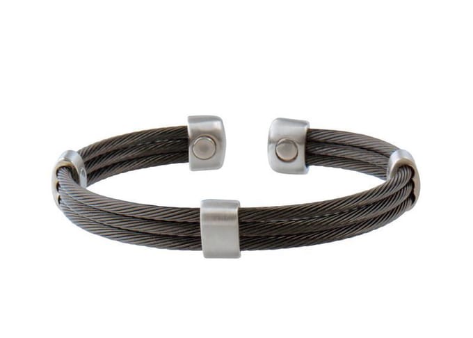 Magneet Armband Trio Cable Black Satin S/M