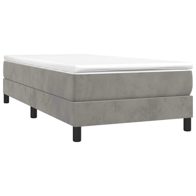 vidaXL - Boxspring - bed - 90x200 - cm - fluweel - lichtgrijs